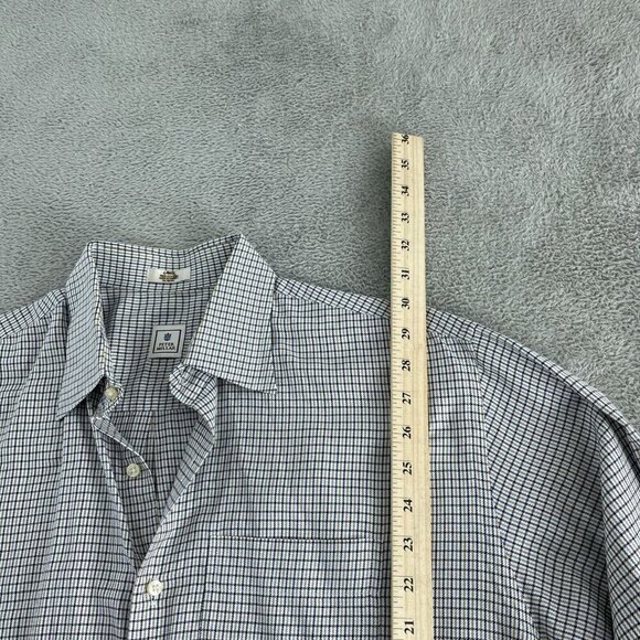 Peter Millar Mens Large Cotton Button-Up Checkered Shirt  4176 - Picture 5 of 8